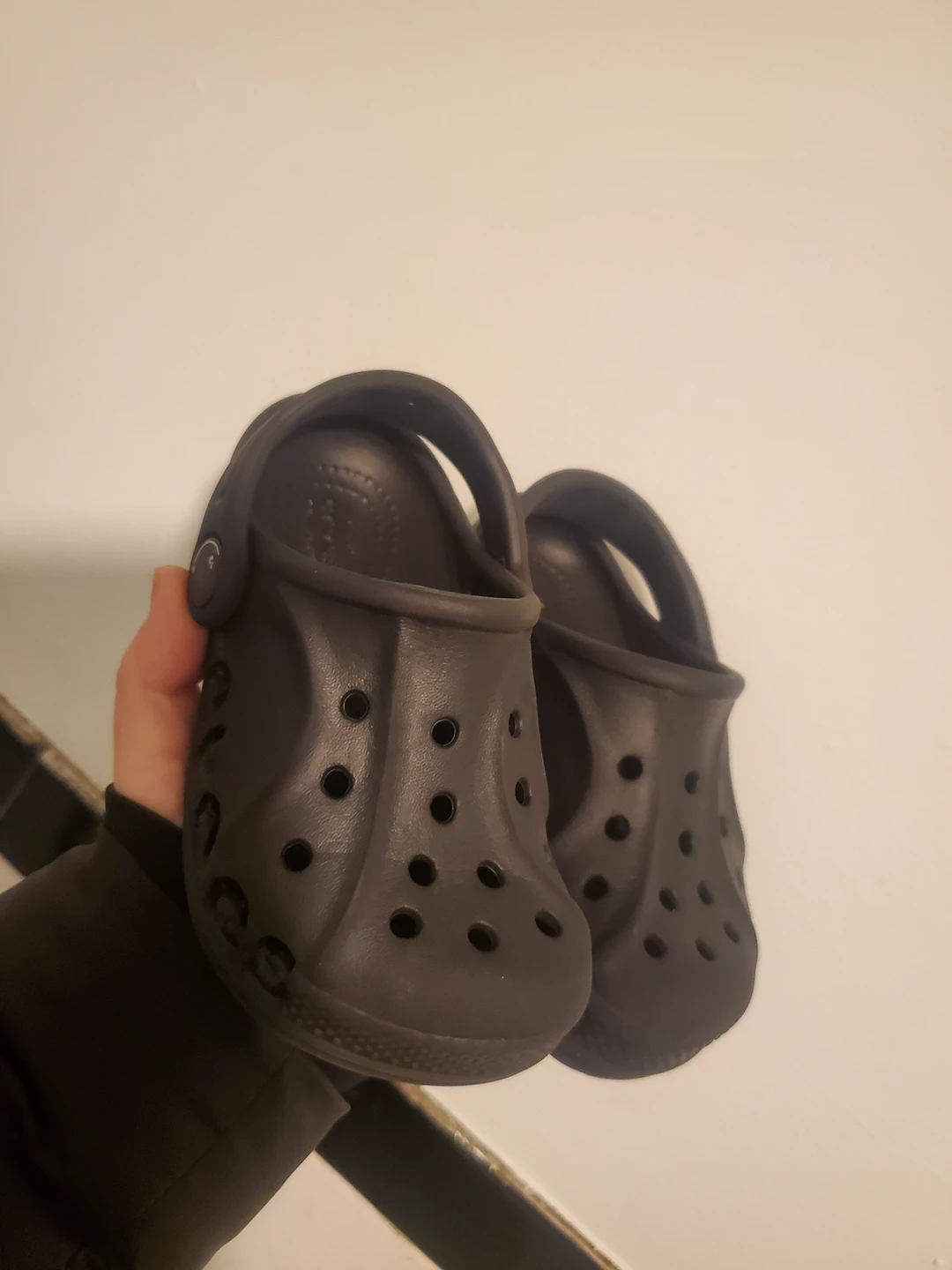 crocs toddler size 8 black used thumbnail