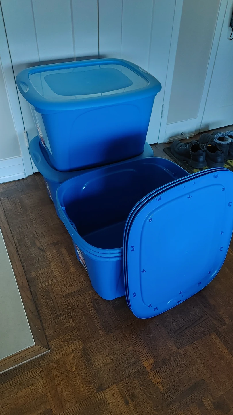 MOVING SALE! Stackable and nestable storage bins