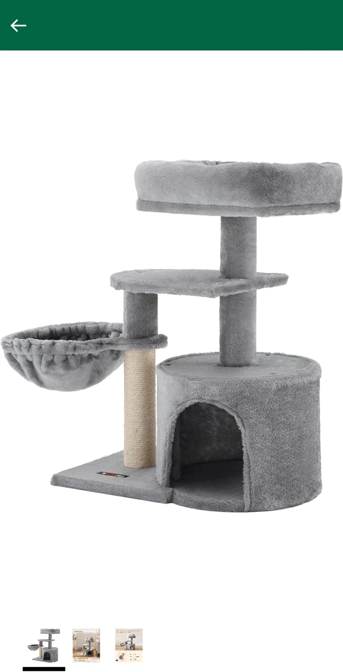 FEANDREA Cat Tree, Small Cat Tower, Cat Condo, - photo 2