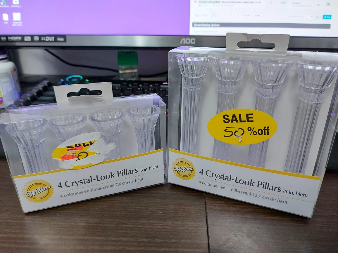 Wilton 3'' and 5'' Crystal Look Pillars (4 Pieces Each) thumbnail
