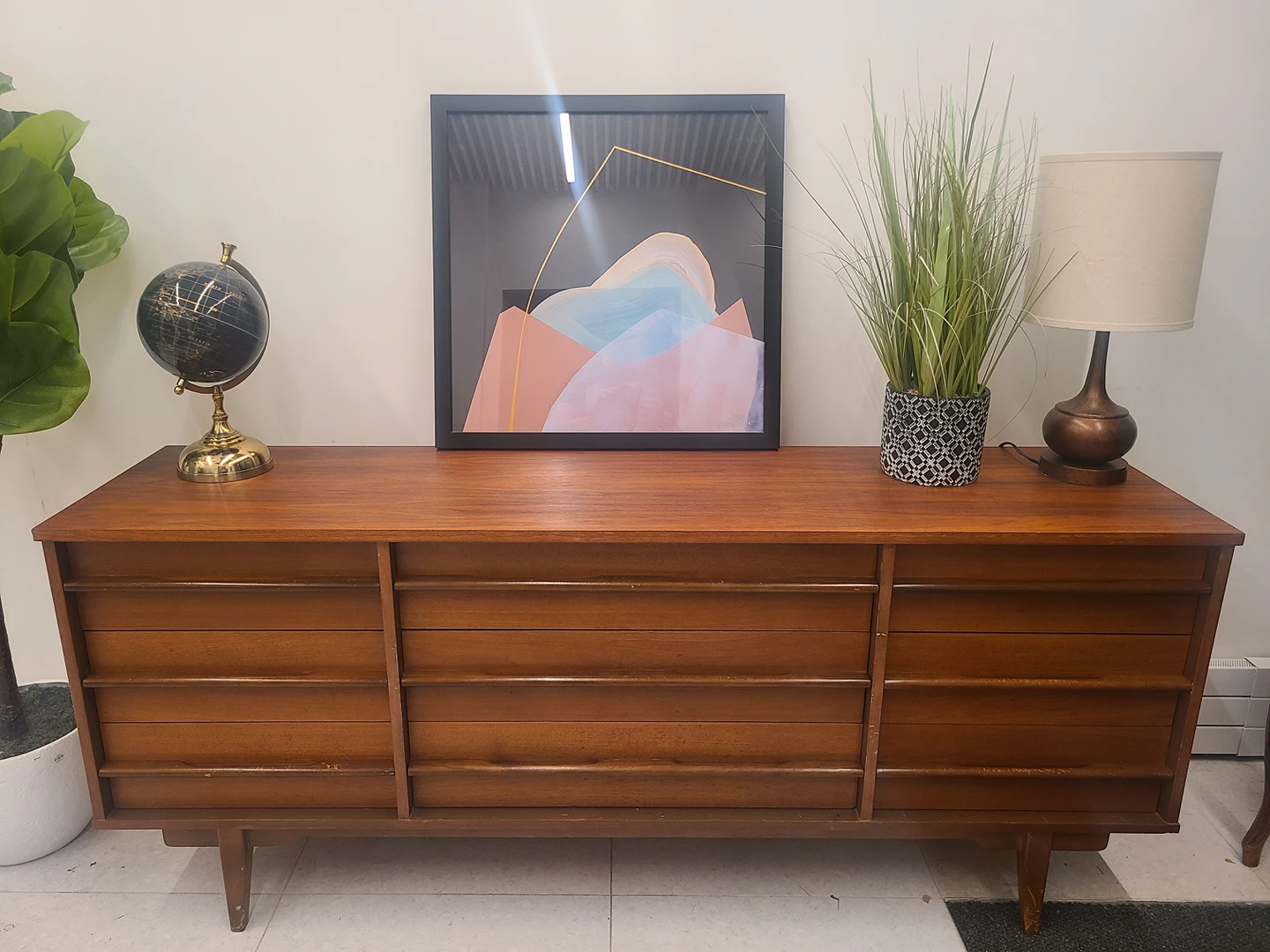 MCM Walnut Nine Drawrers Sideboard (Delivery Available) thumbnail
