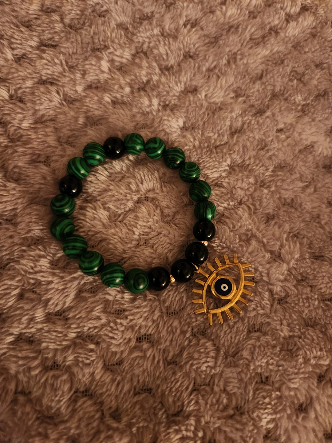 Handmade Malachite/Obsidian Bracelet thumbnail