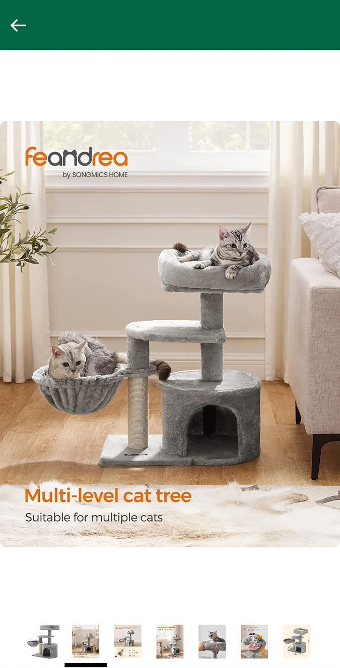 FEANDREA Cat Tree, Small Cat Tower, Cat Condo,