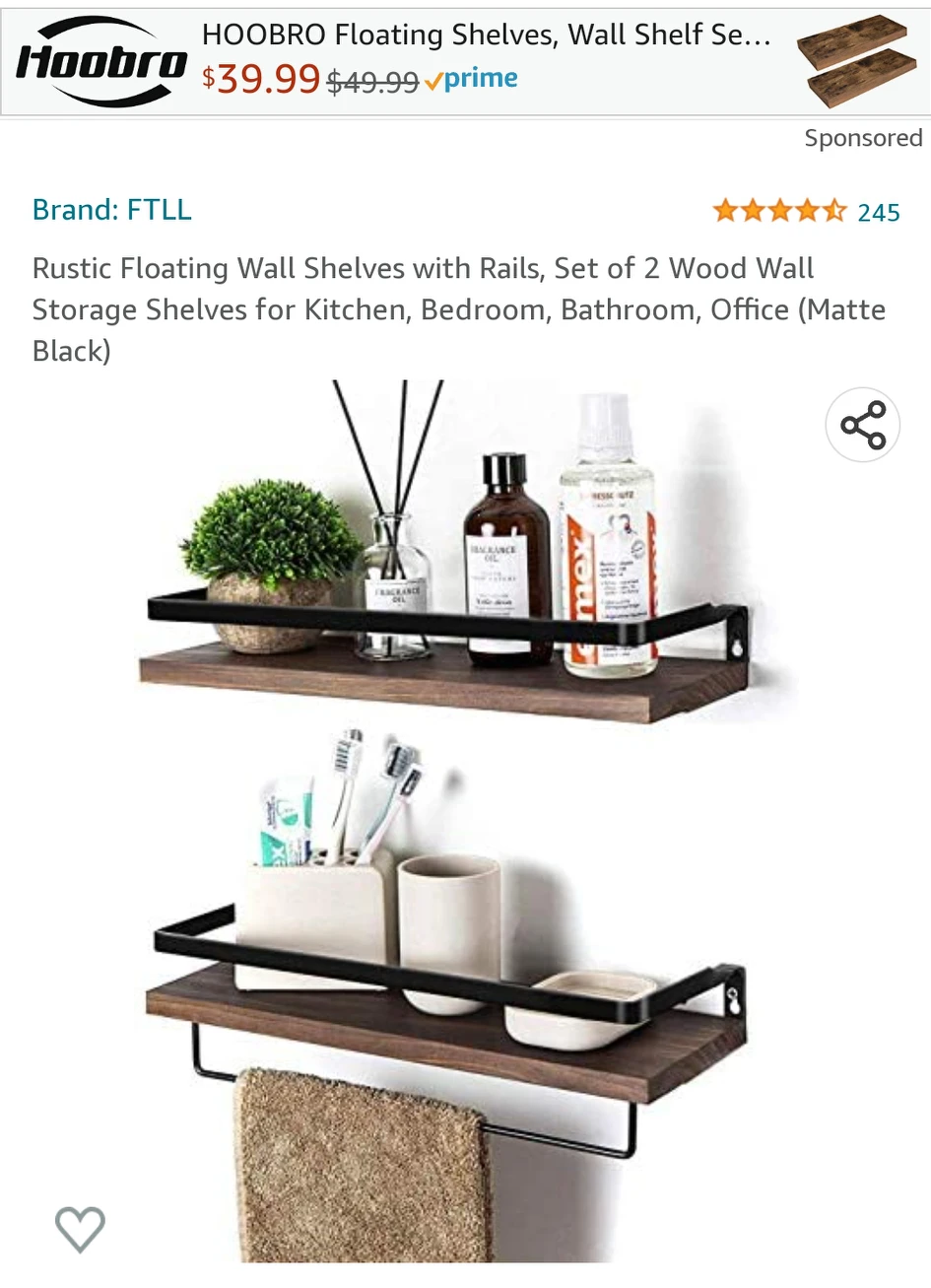 Black wood floating shelves thumbnail
