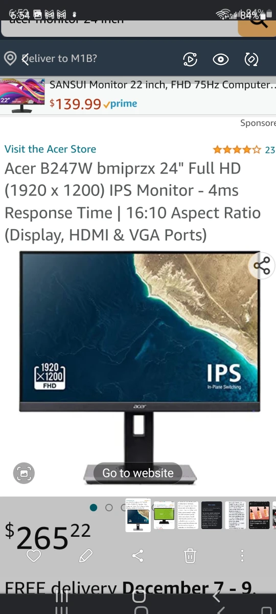 ACER COMPUTER MONITOR 24"