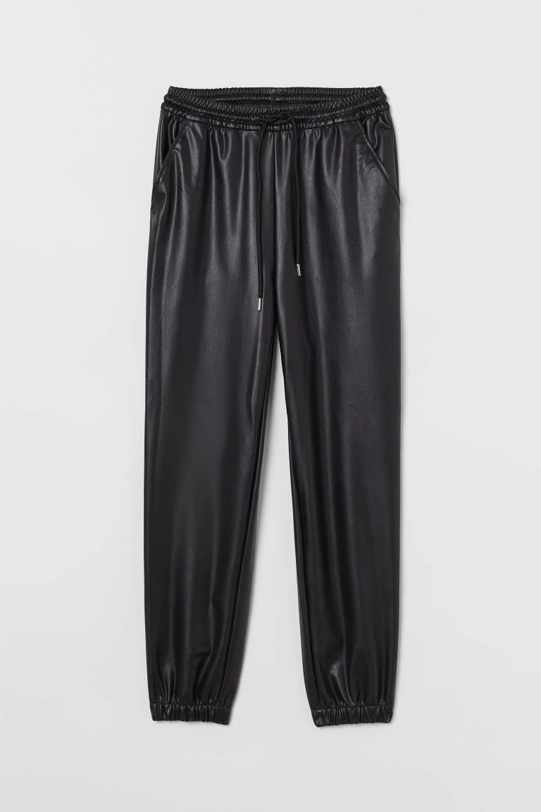H&M Black vegan leather Joggers - BNWT - Size 6 thumbnail