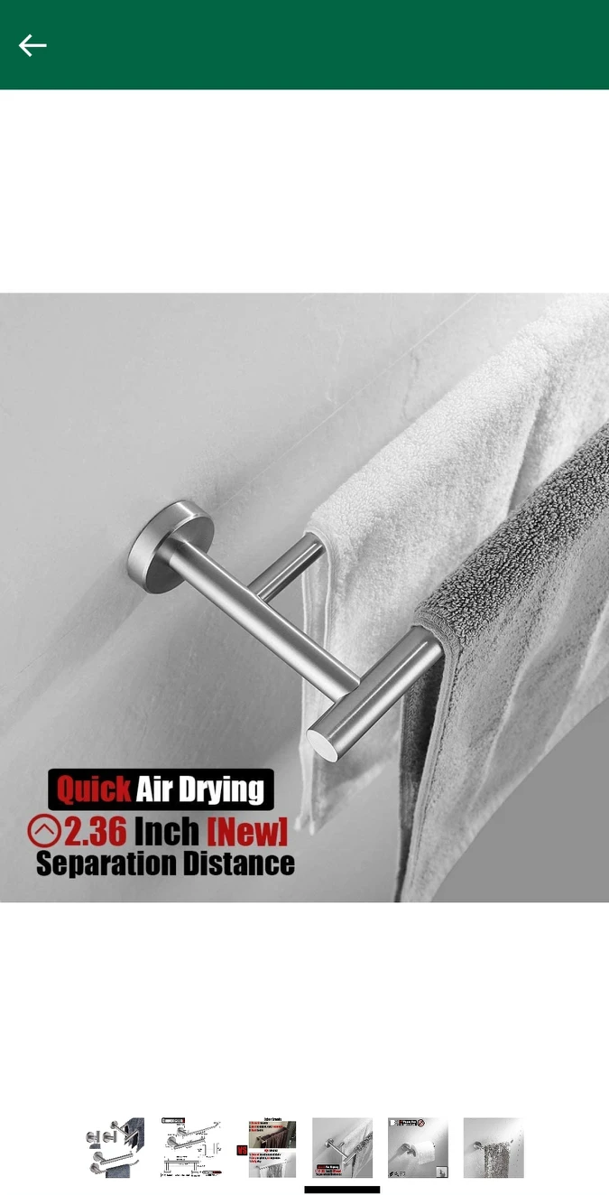 JQK Bath Hardware Towel Bar Accessory Set, - photo 4
