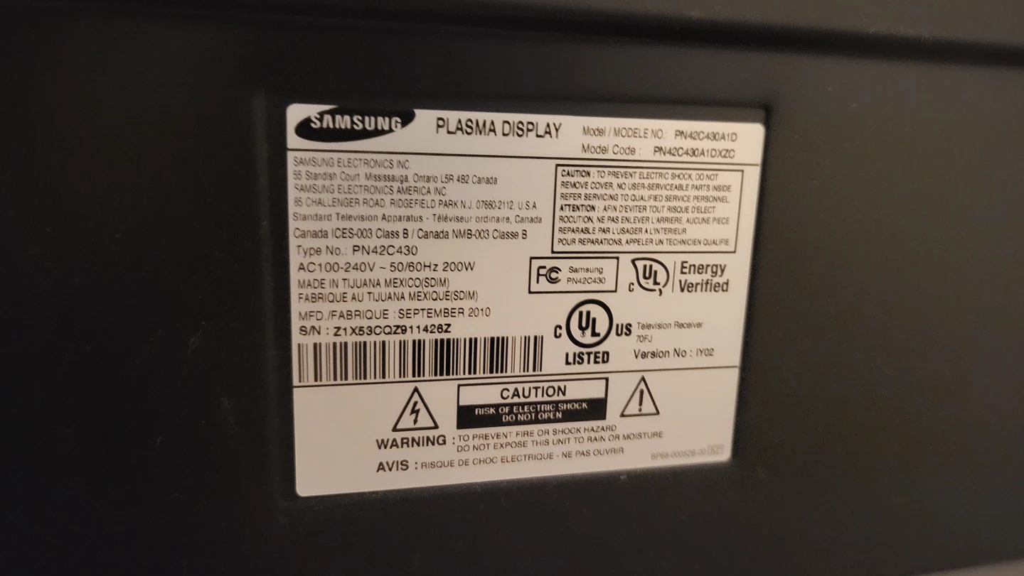Samsung plasma display 42" TV image indicator(2)