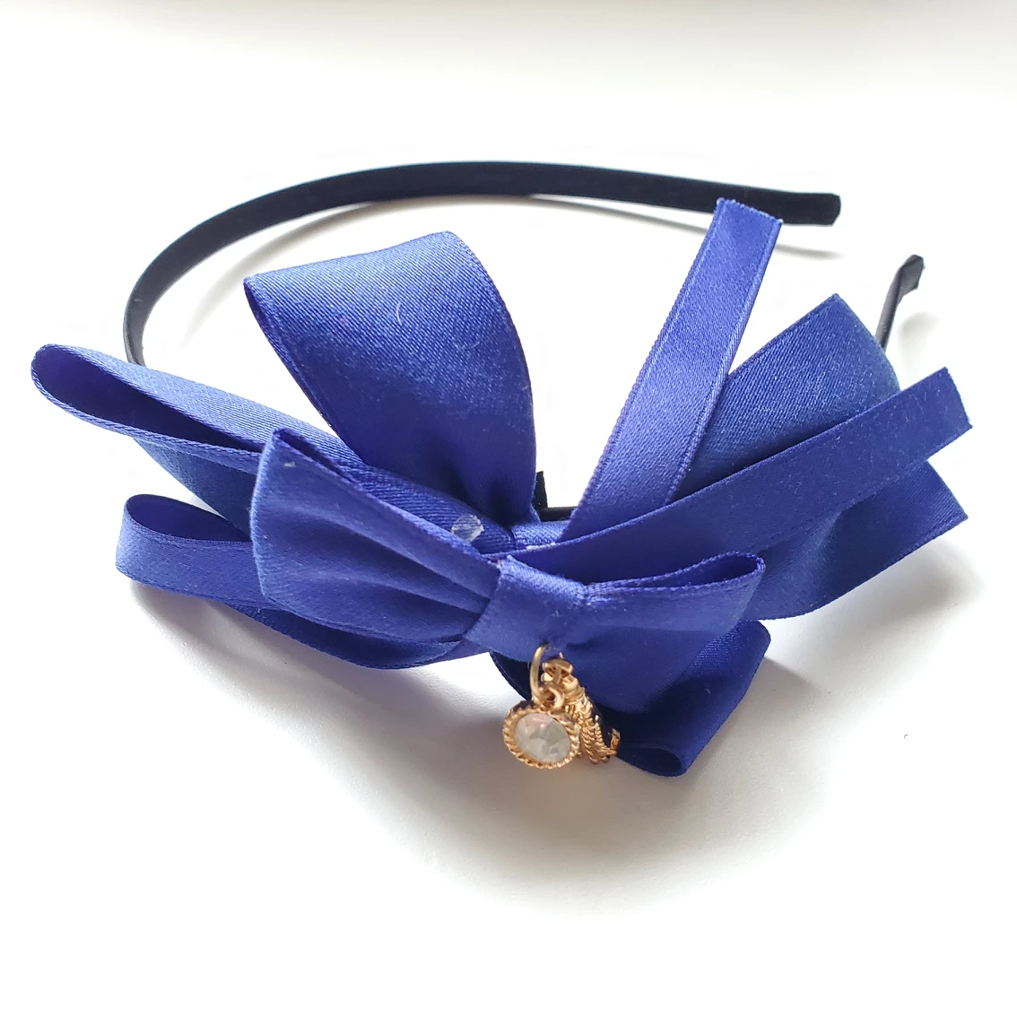 blue ribbon bow hairband thumbnail