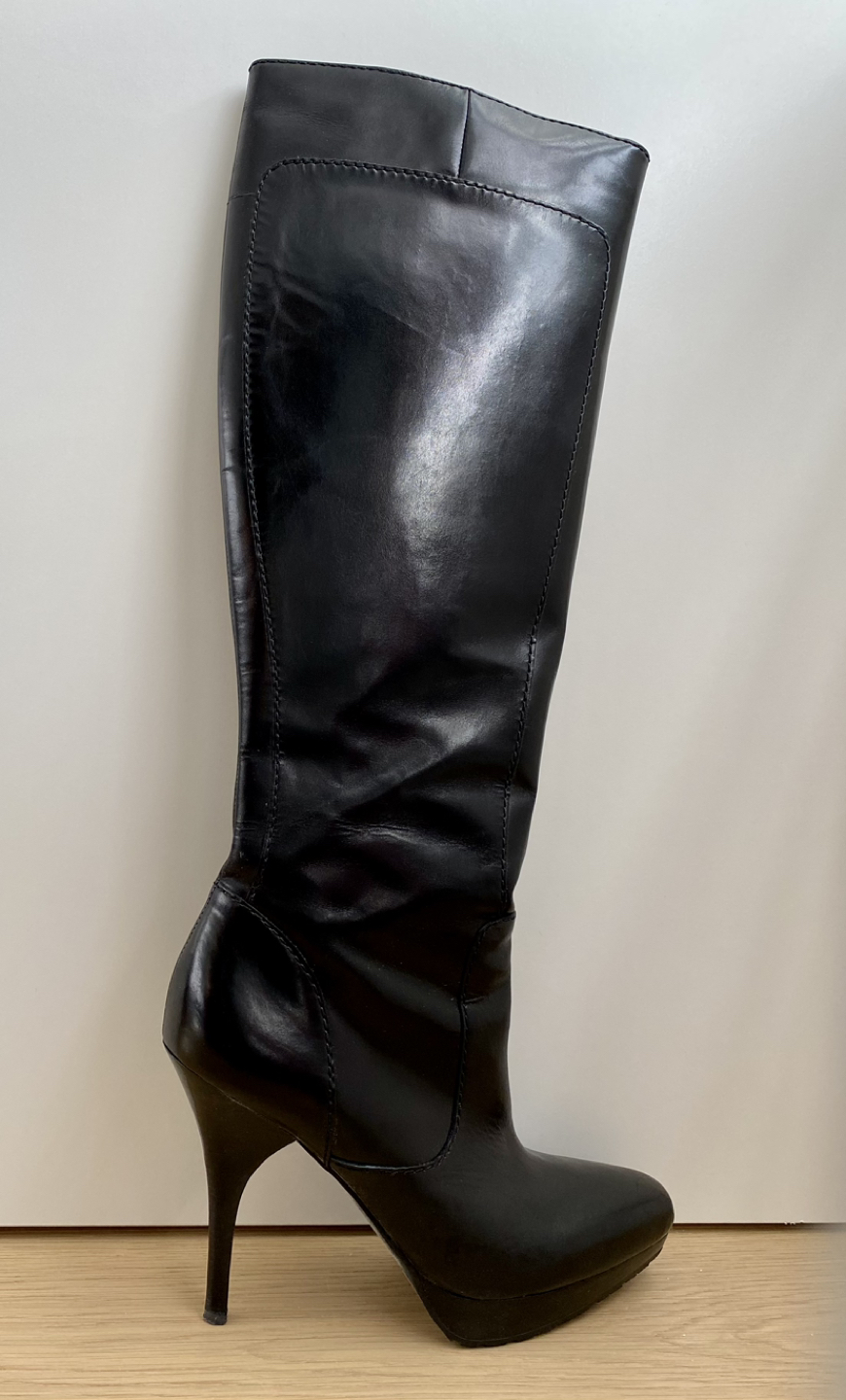 Via Spiga Black Leather High Heel Boots - photo 2