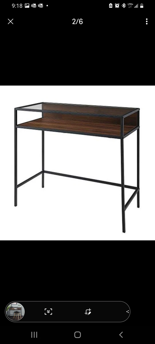 New Walker Edison Trenton Contemporary 2 Tier Glass Desk image indicator(3)