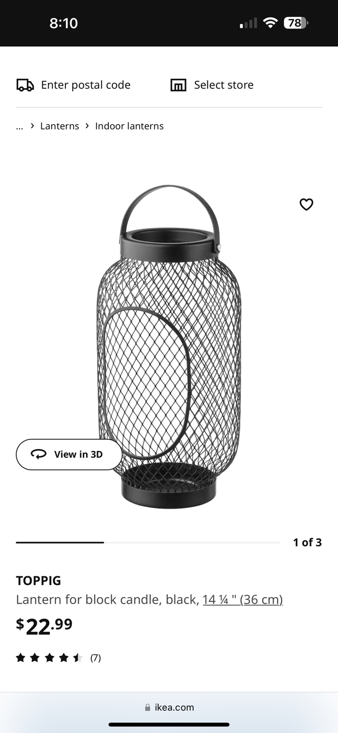 IKEA TOPPIG Black Lantern - photo 4