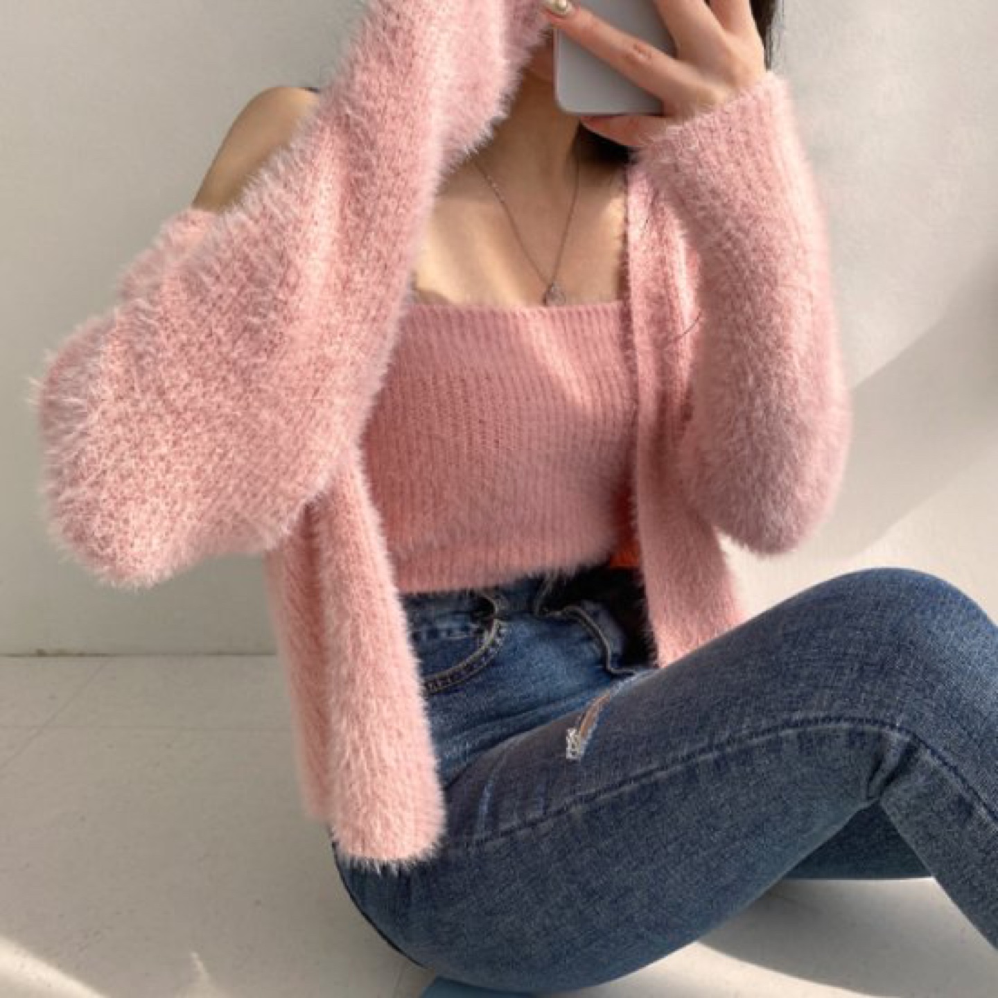 Pink neat& cardigan set thumbnail