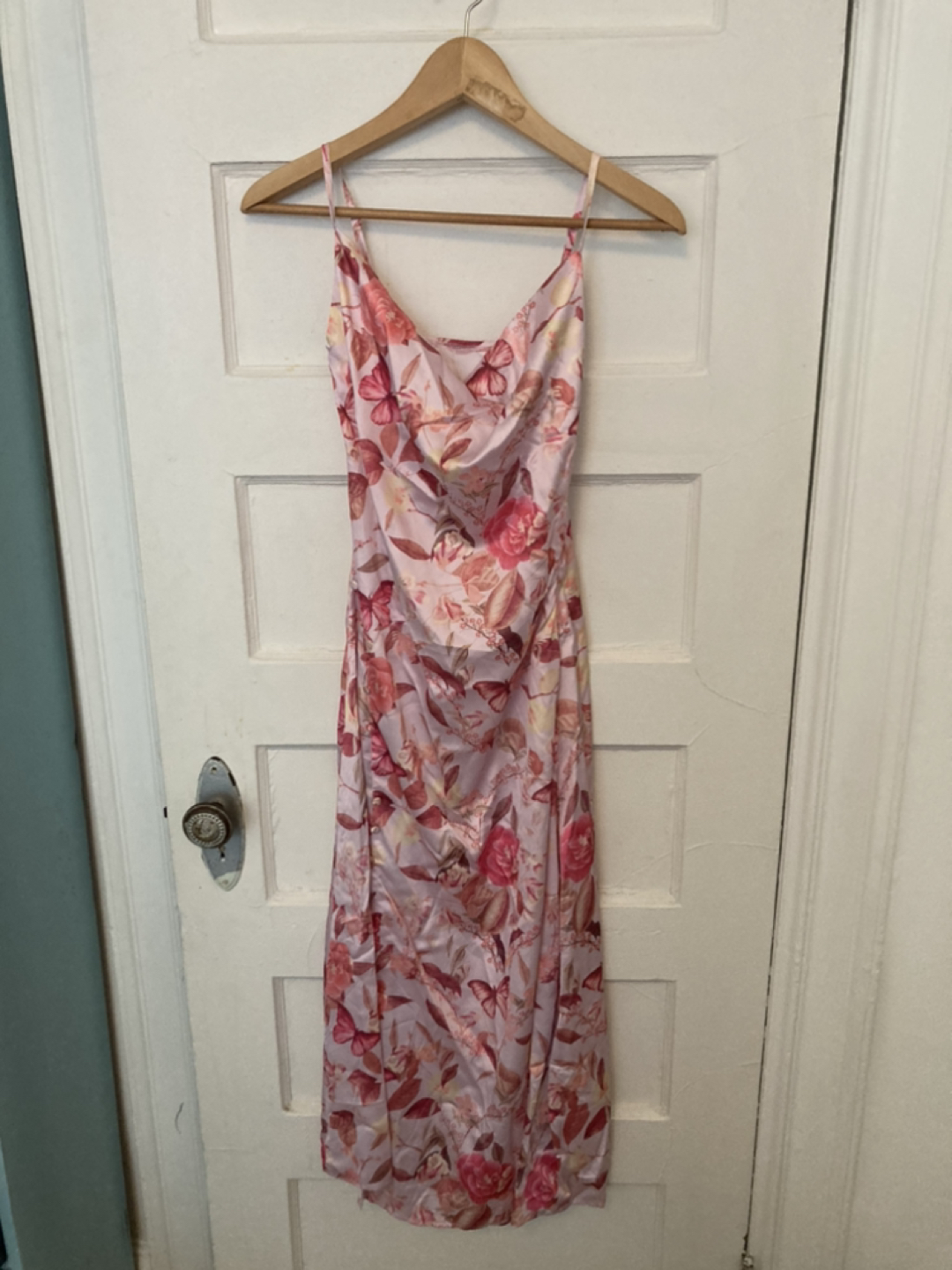 Floral midi dress with cowl neck line