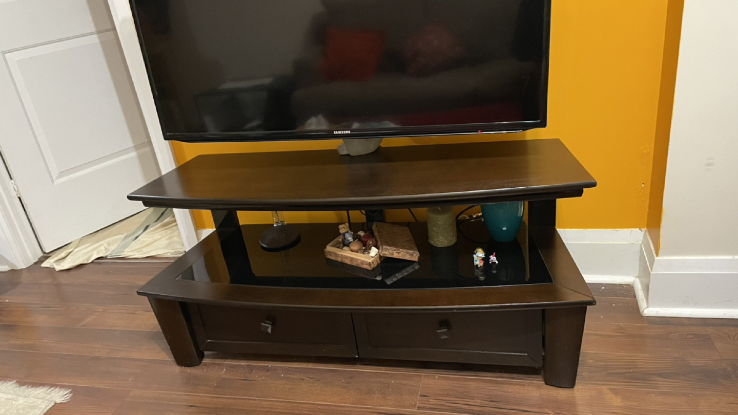 TV stand with TV mount and record storage - photo 5