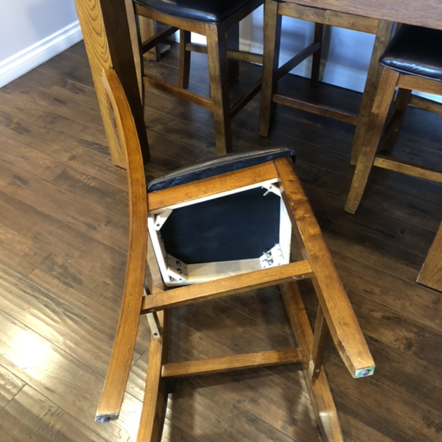 Solid Wood High Top Bar Style table and 4 chairs.  54x36x36 image indicator(8)