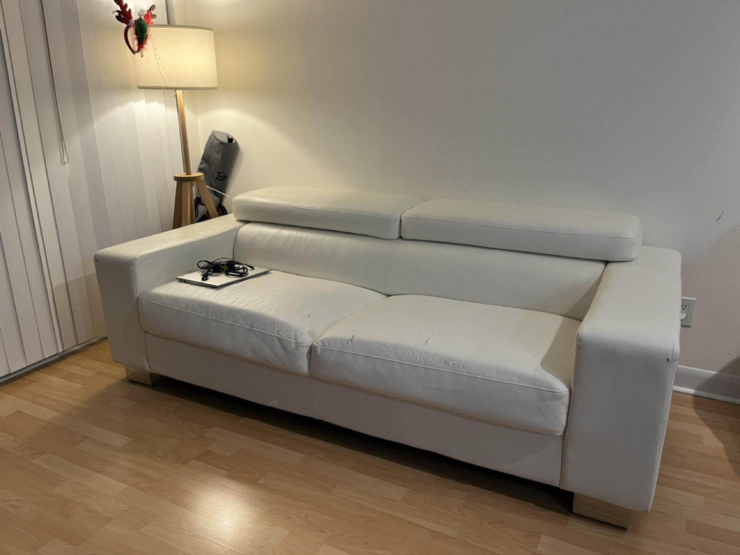 White leather sofa