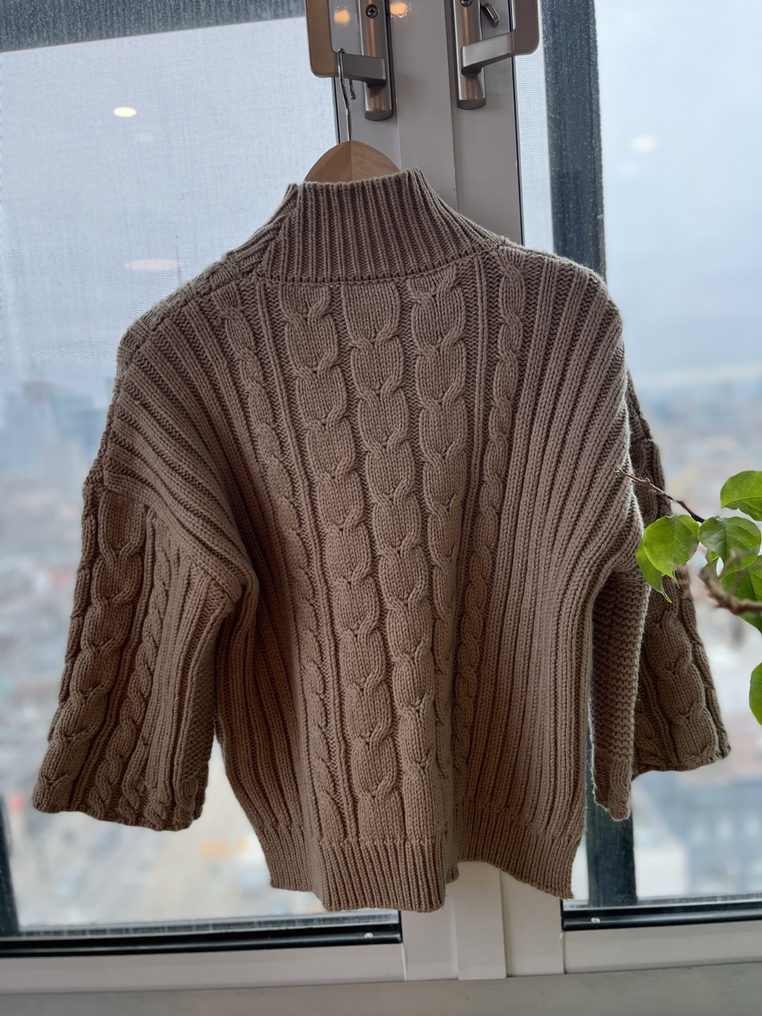 Beige Knit Cropped Sleeve Sweater - photo 2