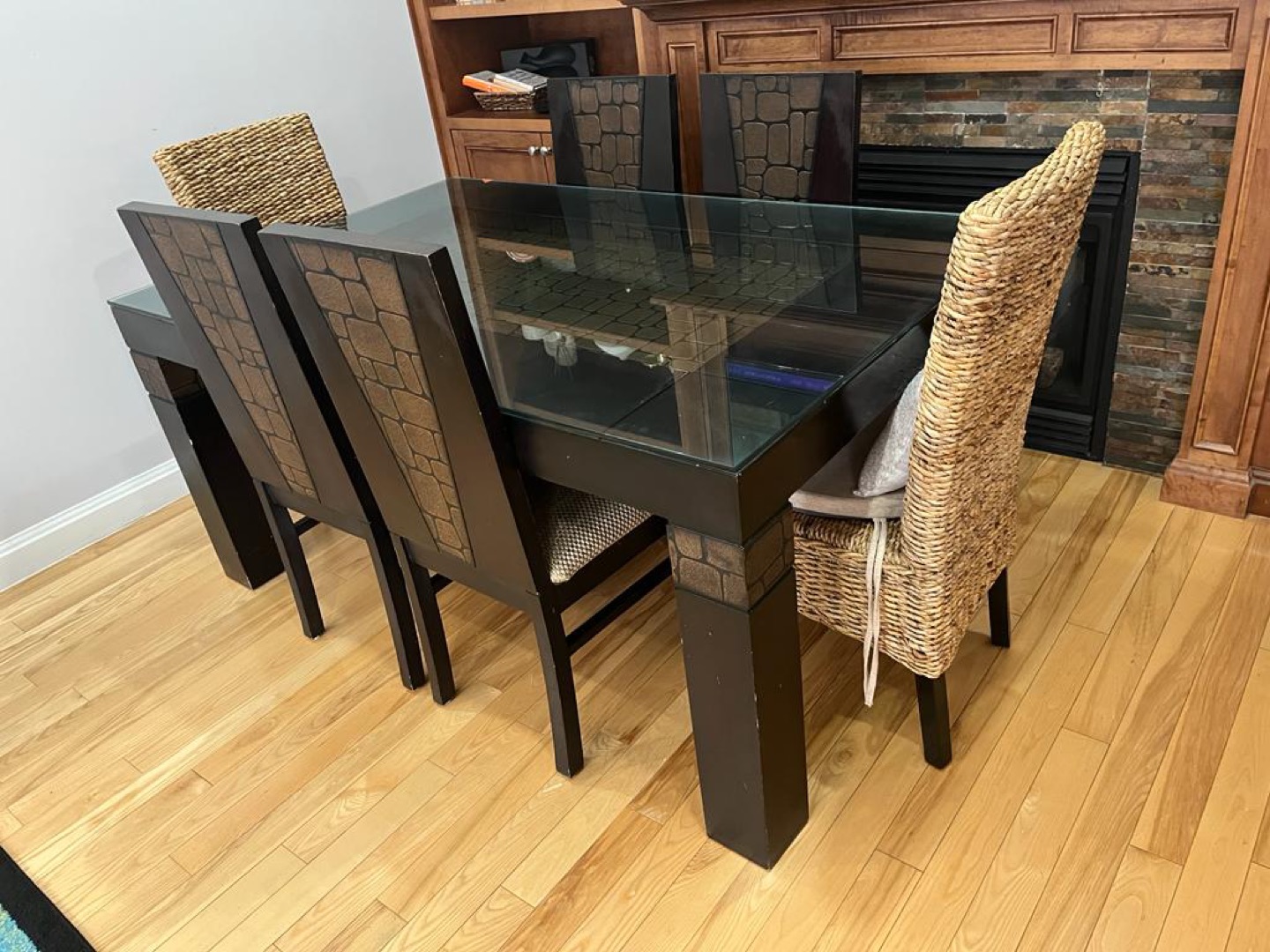 Wood & Glass Dining Table Set