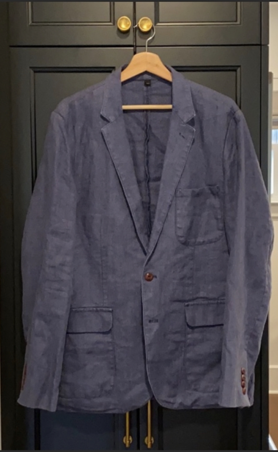 J. Crew, Linen Blazer, rare size 41R, Unstructured, Blue thumbnail