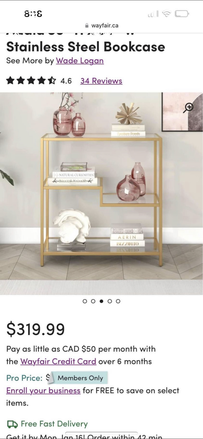 Wayfair gold/glass shelving - photo 3
