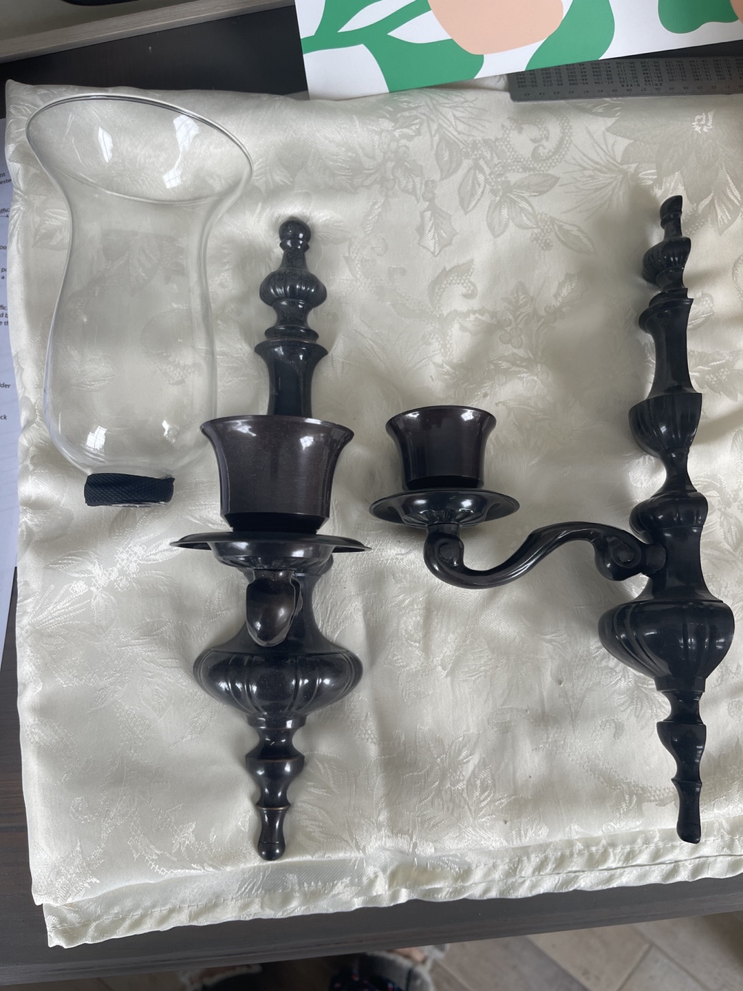 Wall Mount Candle Holder w|globe Pair