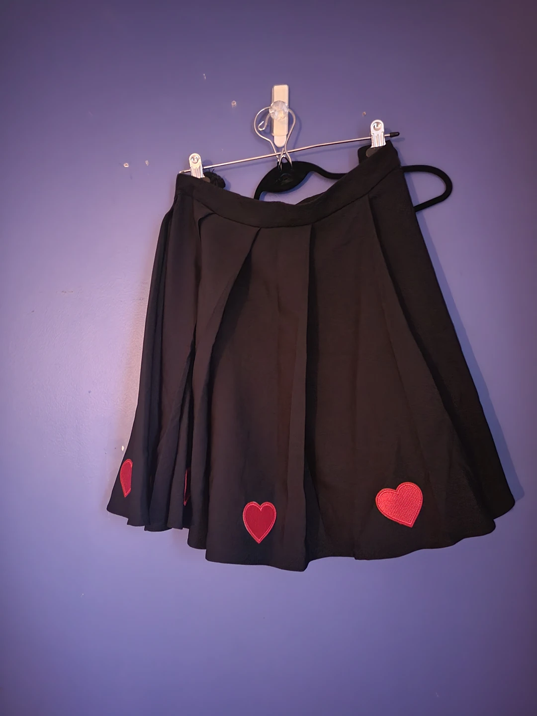shein sz 2xl heart applic pleated skater skirt thumbnail