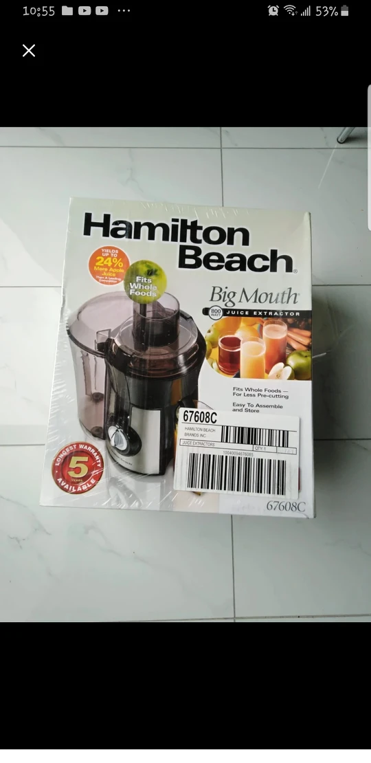 seal in box Hamilton Beach big mouth juice extractor