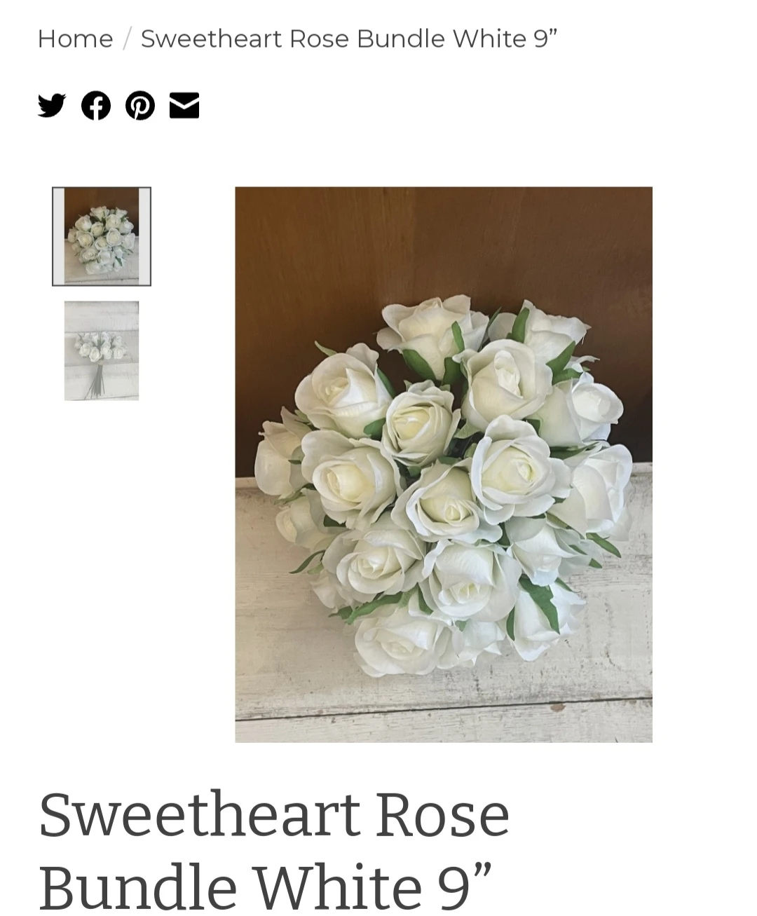 Sweetheart Rose Bundle White 9” thumbnail