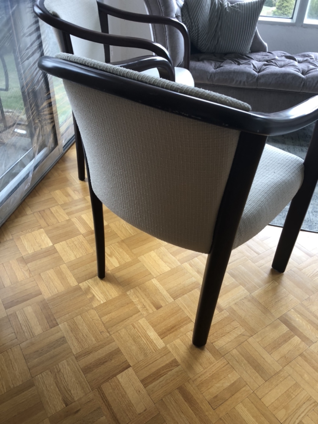 Two wood framed chairs - reupholstery needed - photo 2