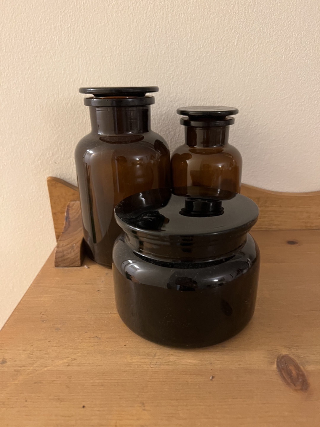 Amber apothecary jars set of 3 thumbnail