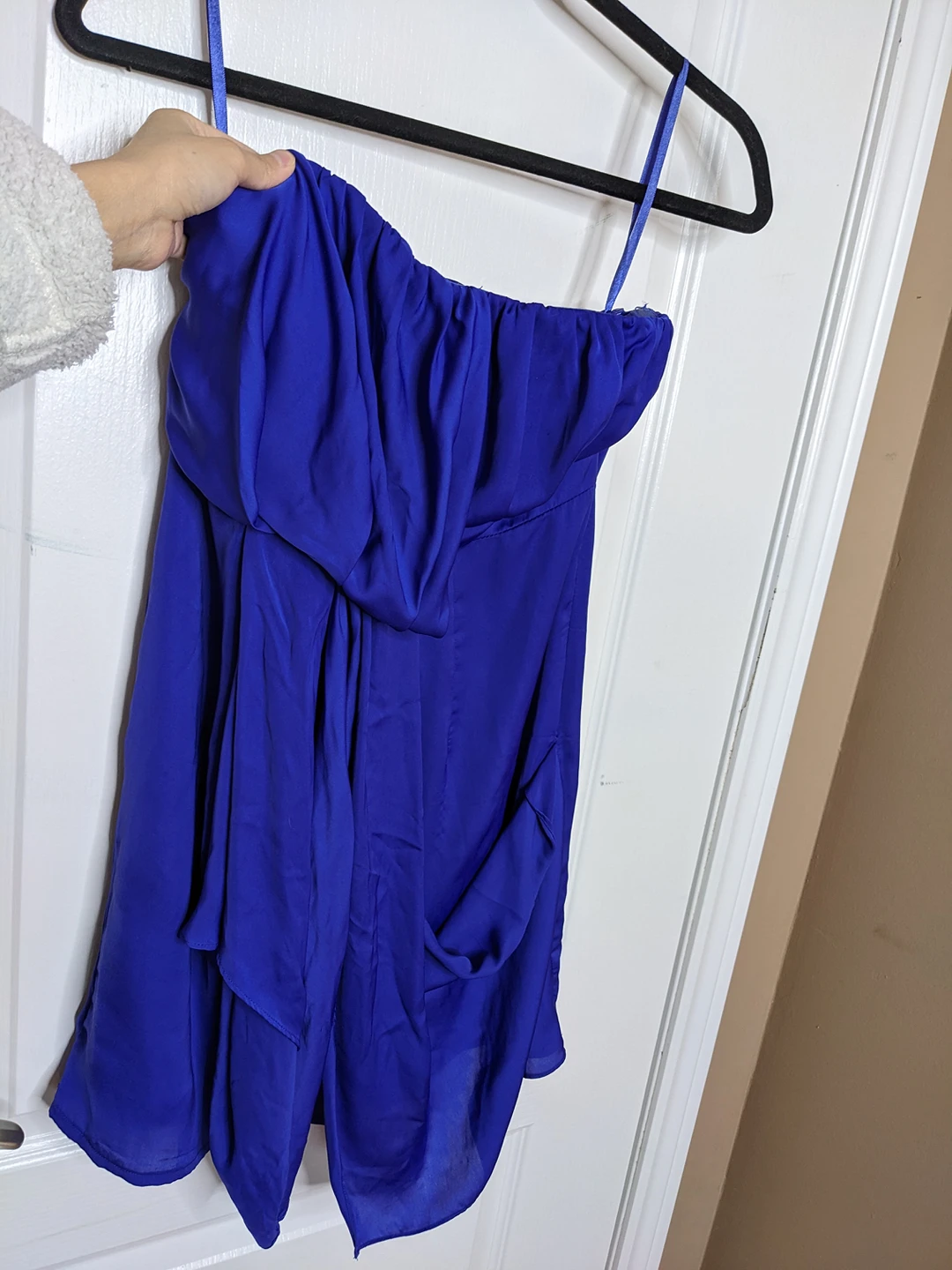 Strapless dark blue/purple curtain style dress