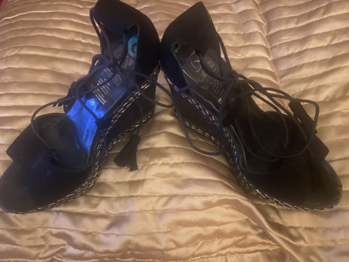 Black high wedge sandals