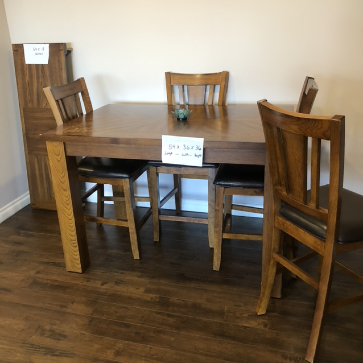 Solid Wood High Top Bar Style table and 4 chairs.  54x36x36 image indicator(9)