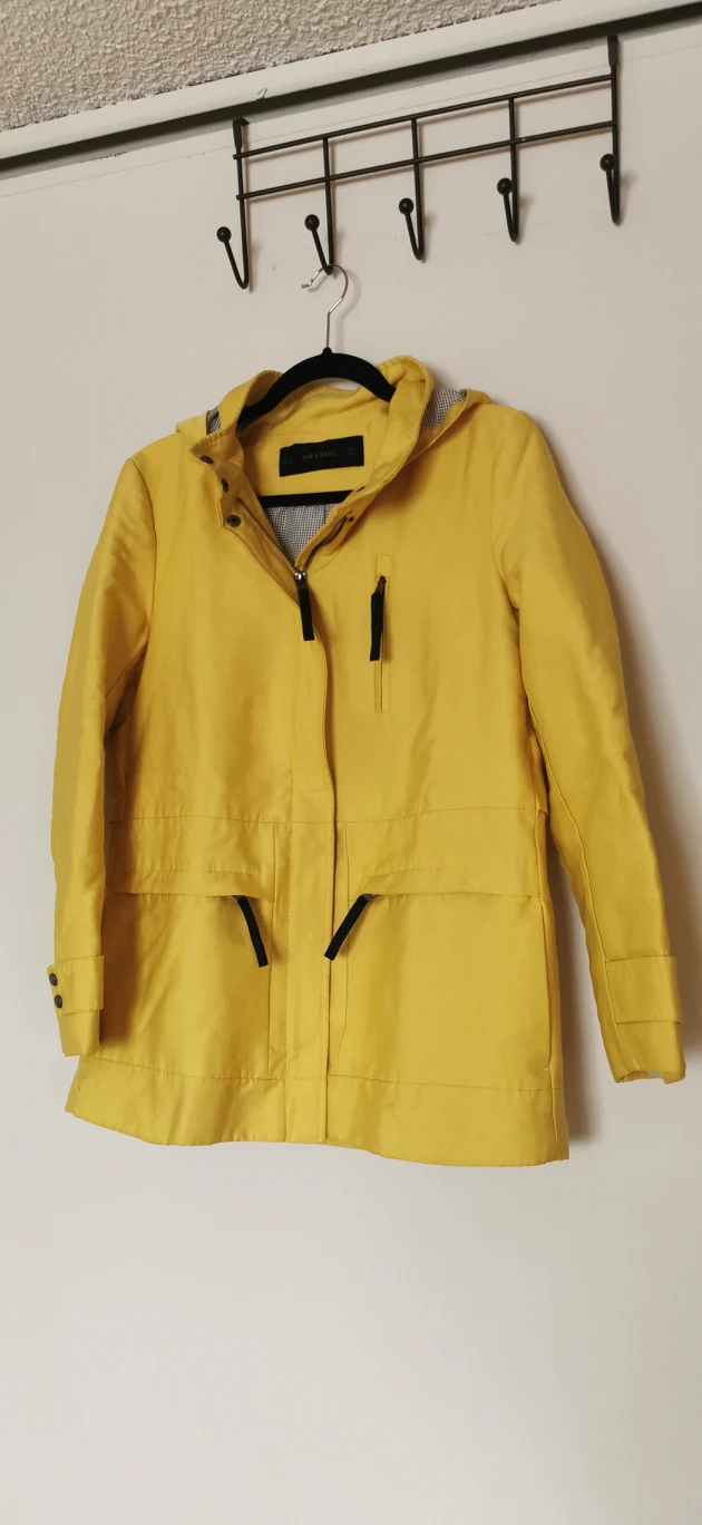 Zara basic long yellow/mustard coat thumbnail