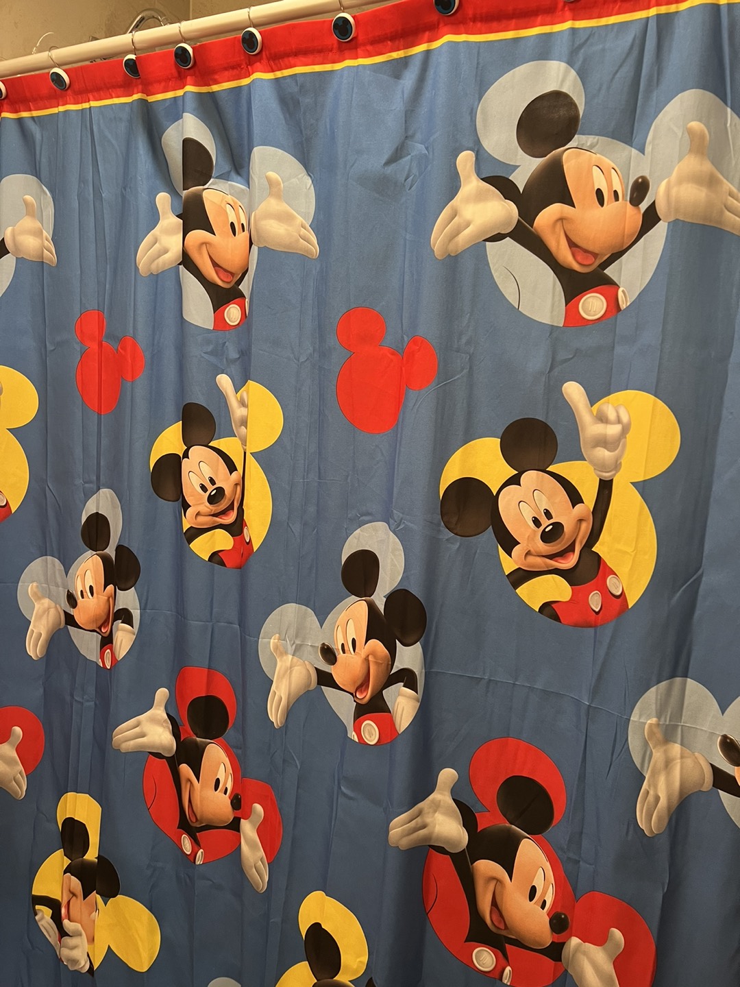 Brand New Mickey Mouse Shower Curtain and Hooks thumbnail
