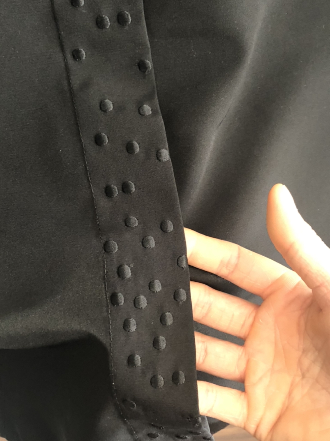 Black Button Blouse with Embroidered Dots image indicator(3)