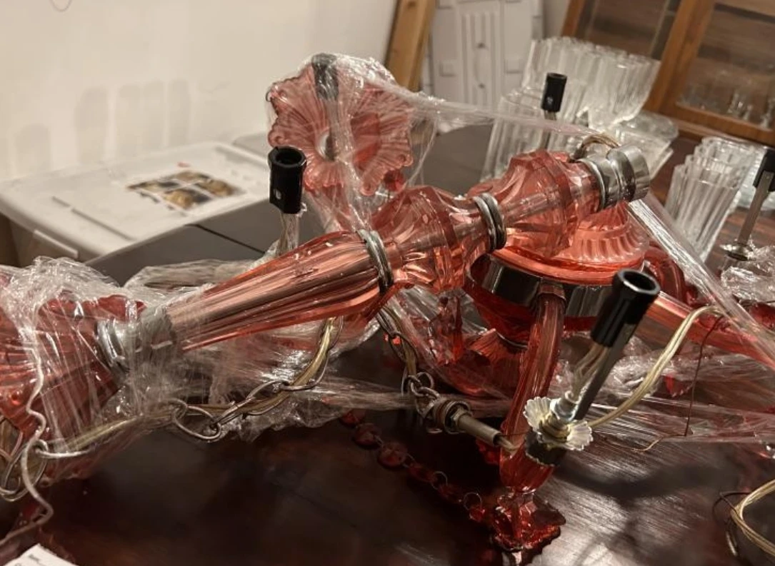 Antique/ Vintage Red Crystal Chandelier image indicator(2)