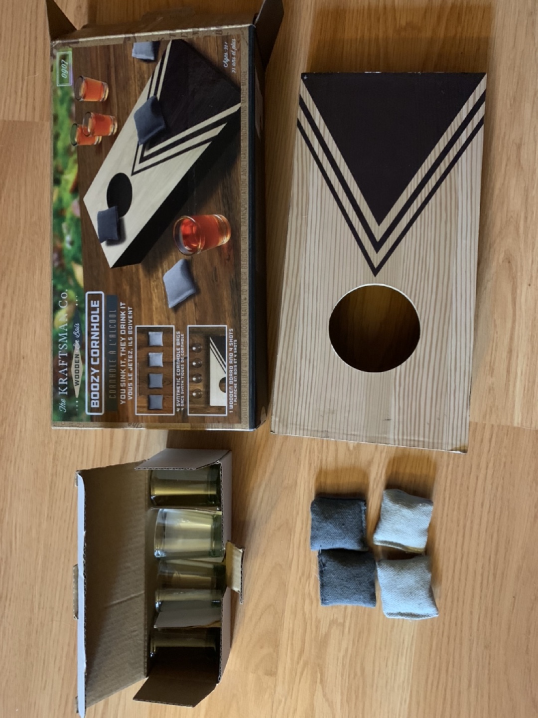 Portable Cornhole with Shot Glasses