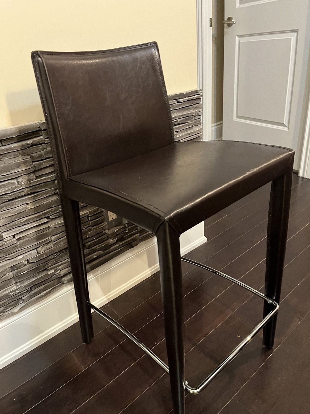 Brown leather counter stool image indicator(2)