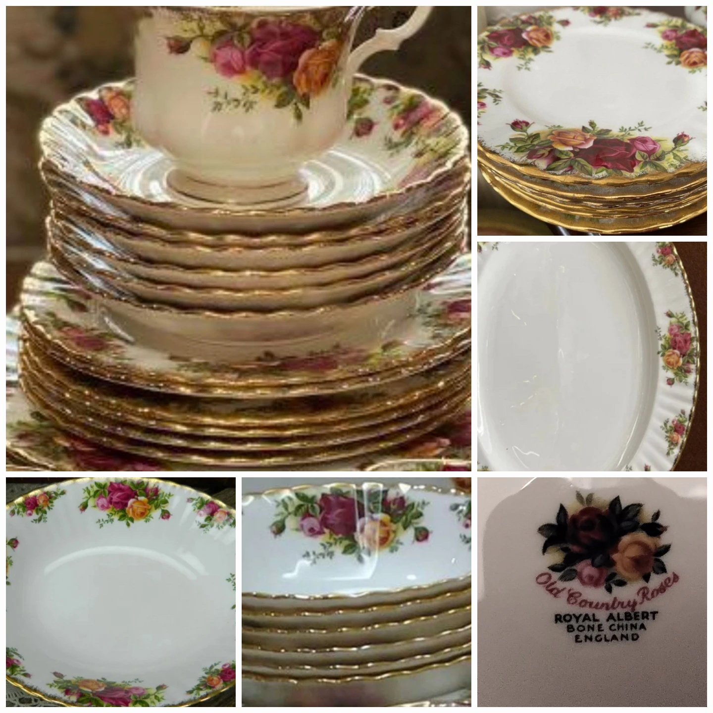 Royal Albert old country Roses  for 6 x  7 pieces + Serve Pieces thumbnail