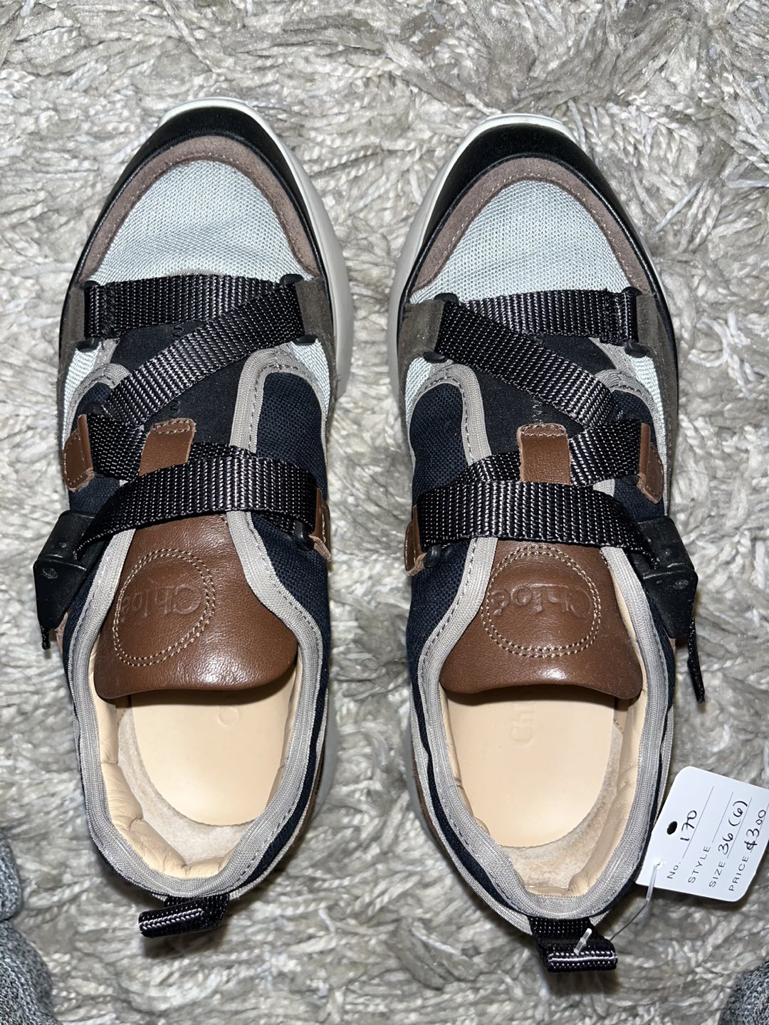 CHLOE Brown Leather/Black Buckle Sneakers - photo 2