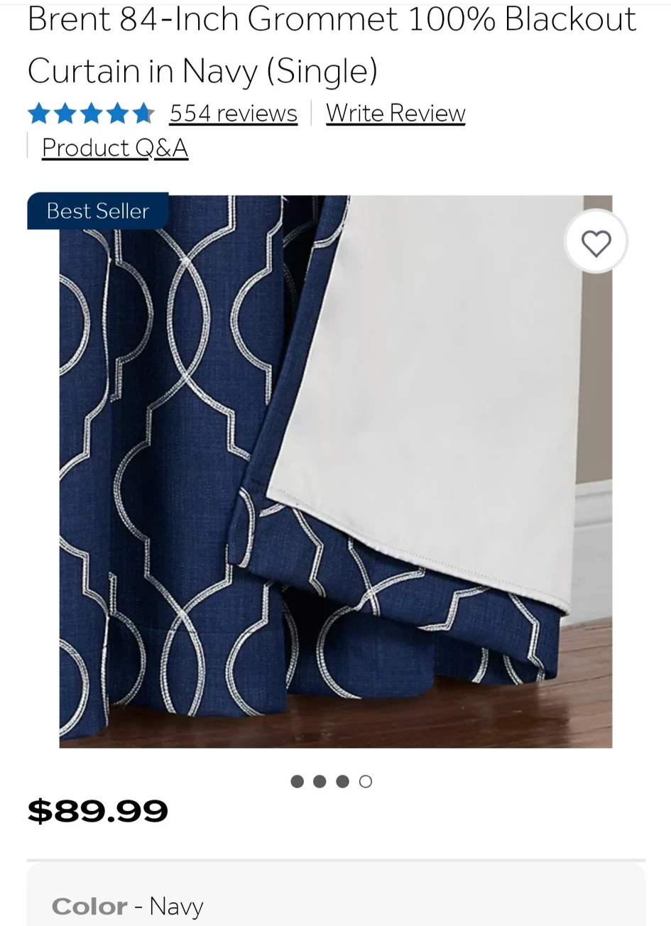 Brent 84-Inch Grommet 100% Blackout Curtain in Navy (Single) image indicator(3)