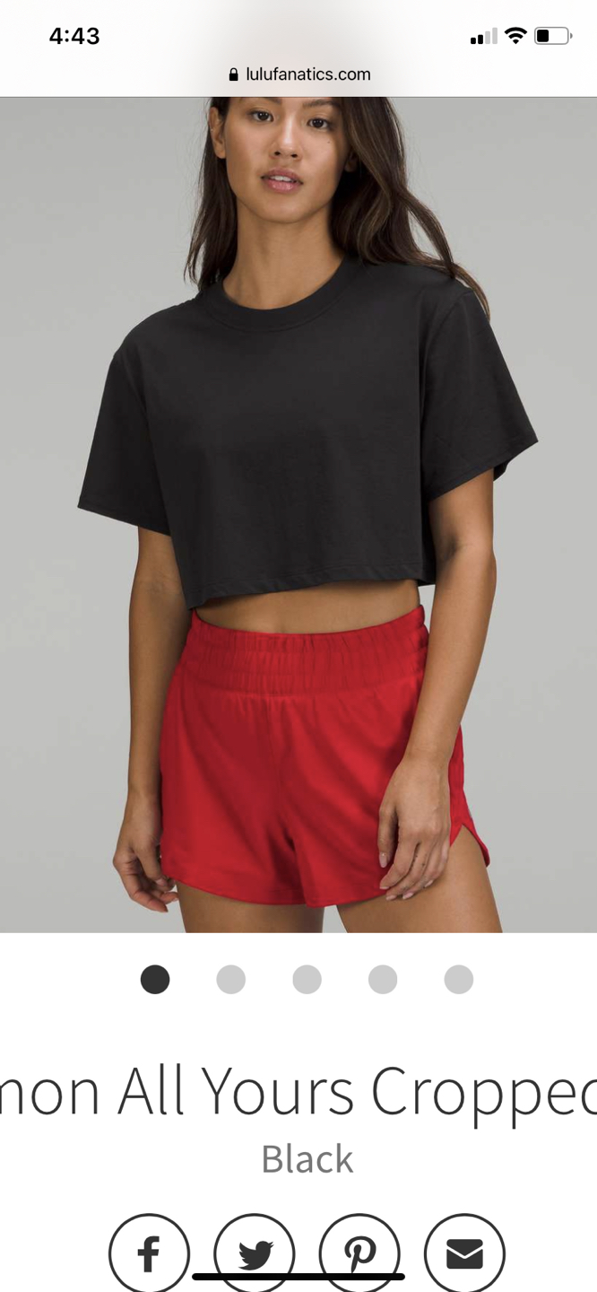 Lululemon all yours tee crop black size 8 thumbnail