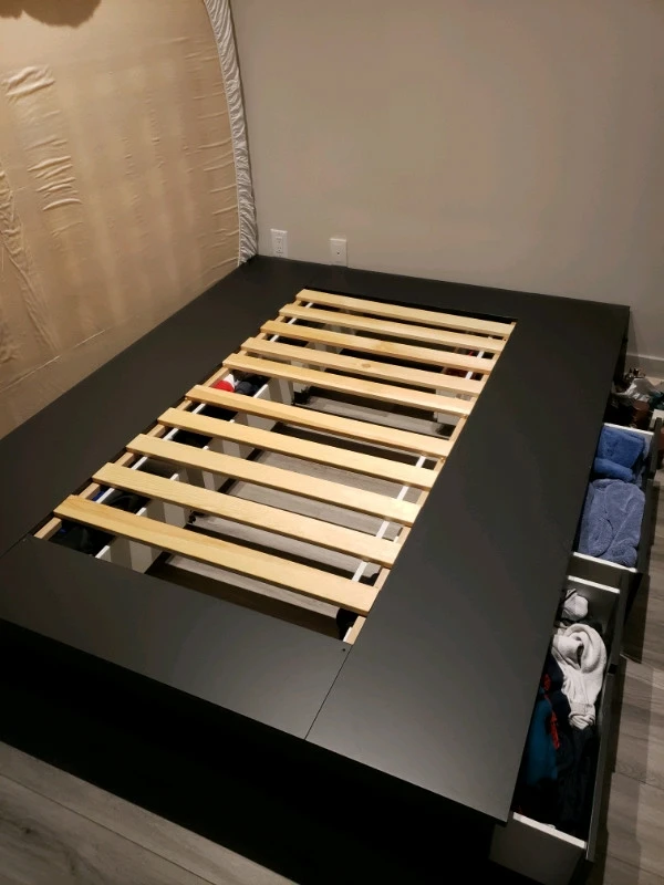 queen bedframe and headboard with storage