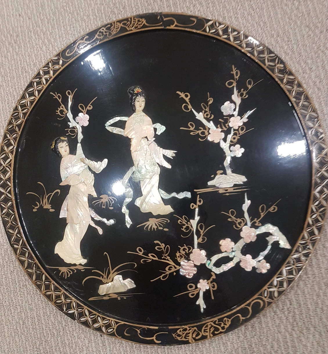 Asian Art Black Lacquer Pearl Wall Panels image indicator(3)