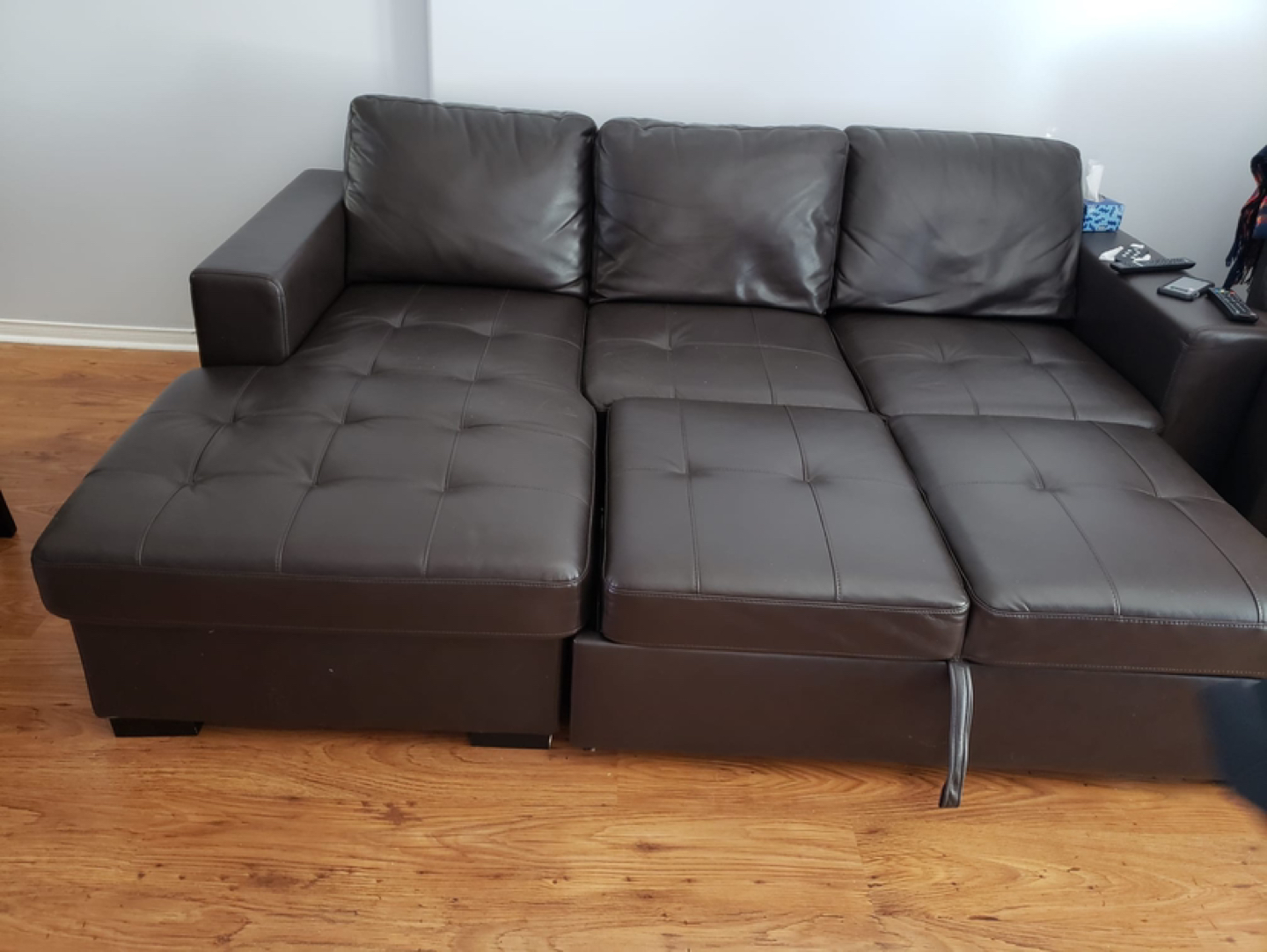 Beautiful Chaise Faux Leather Couch - photo 4