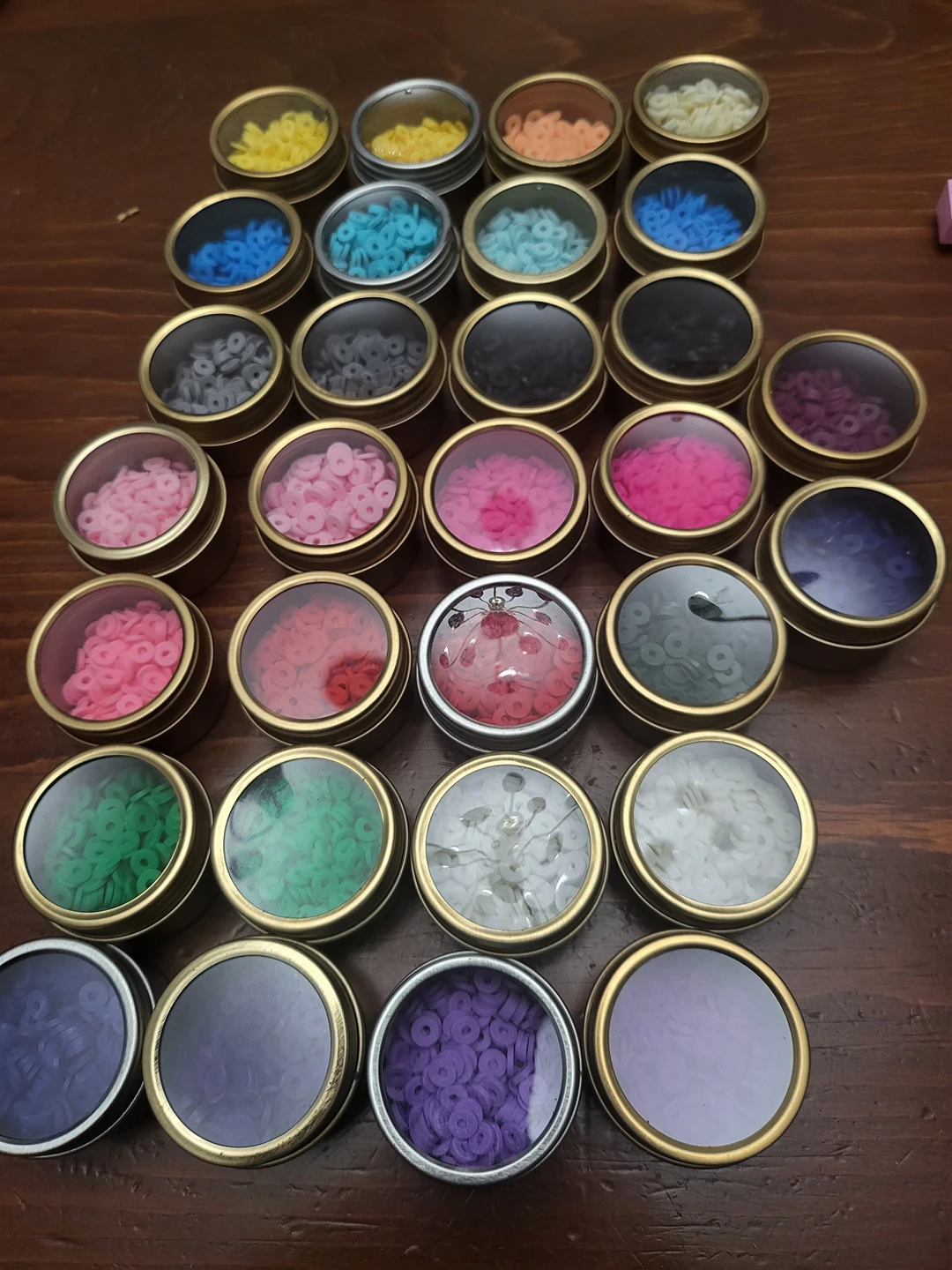 polymer clay/vinyl heishi disks. thumbnail