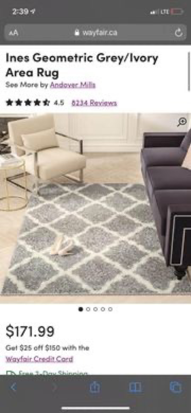 Wayfair gray and white shag rug