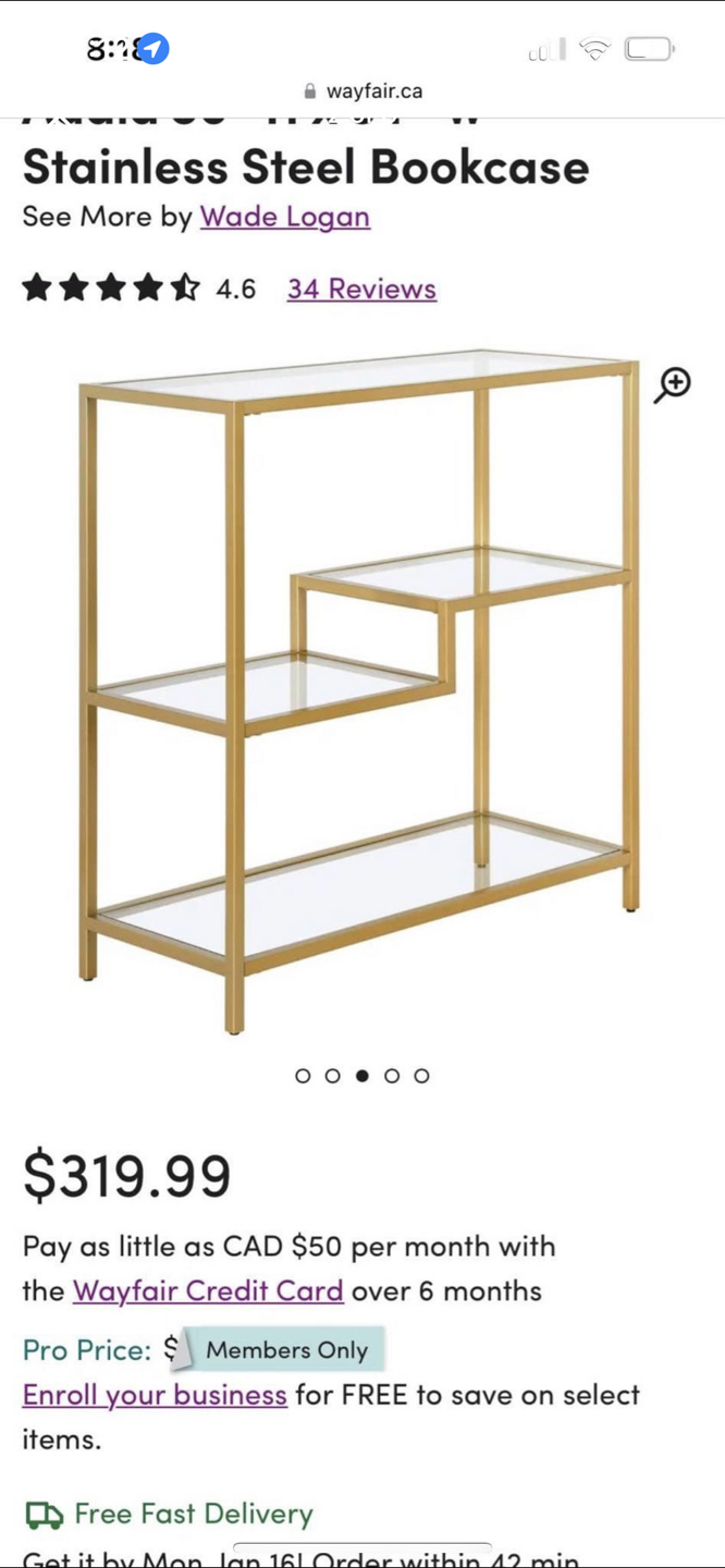 Wayfair gold/glass shelving - photo 2
